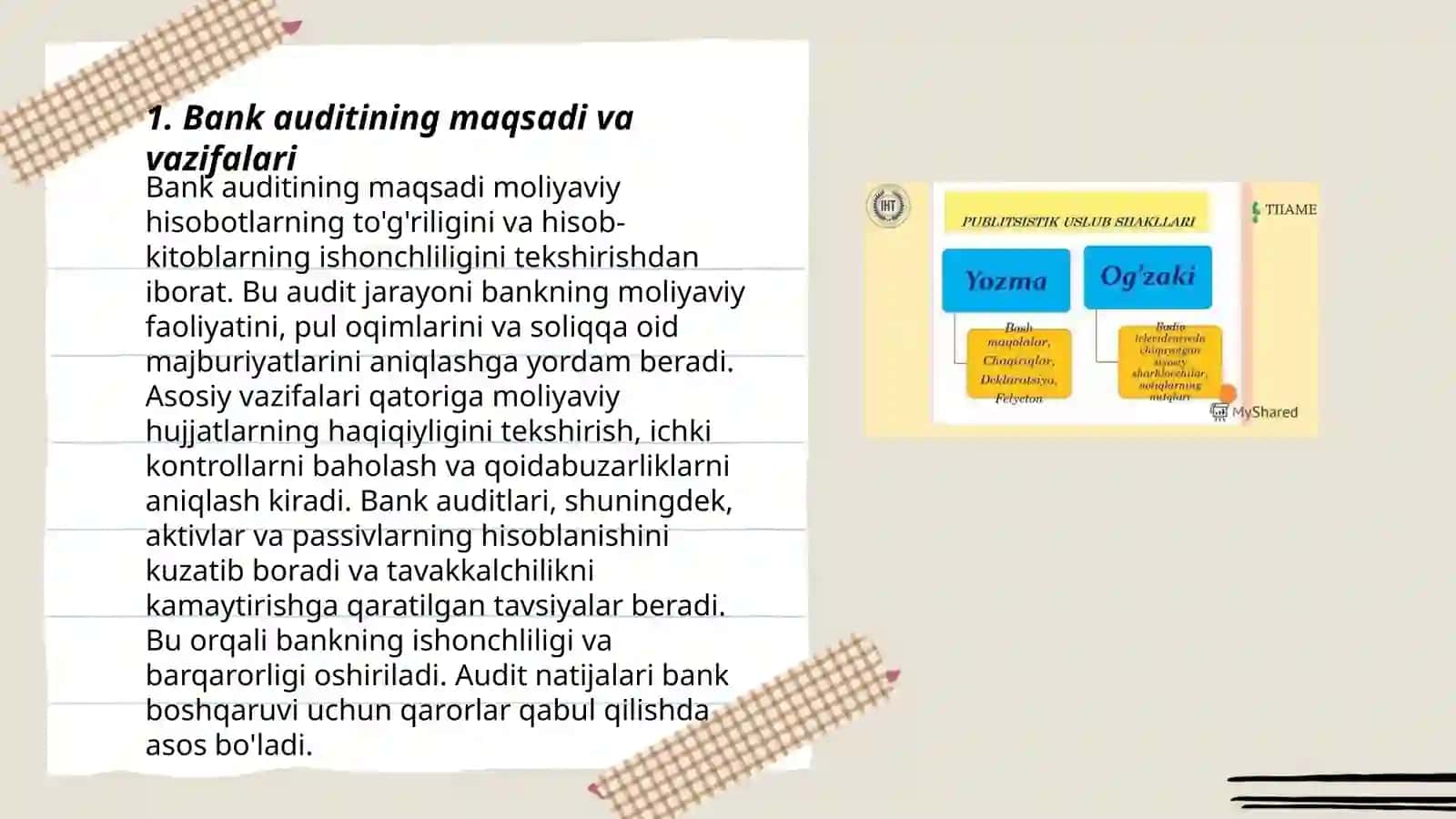 Bank auditining tashkil qilinishi va turlari 3