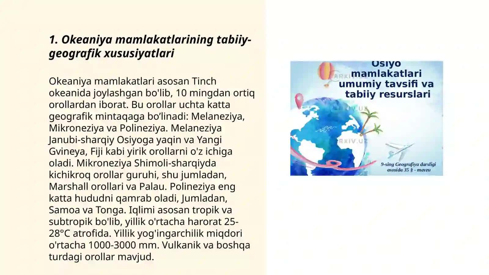 Okeaniya mamlakatlari turizm geografiyasi 3