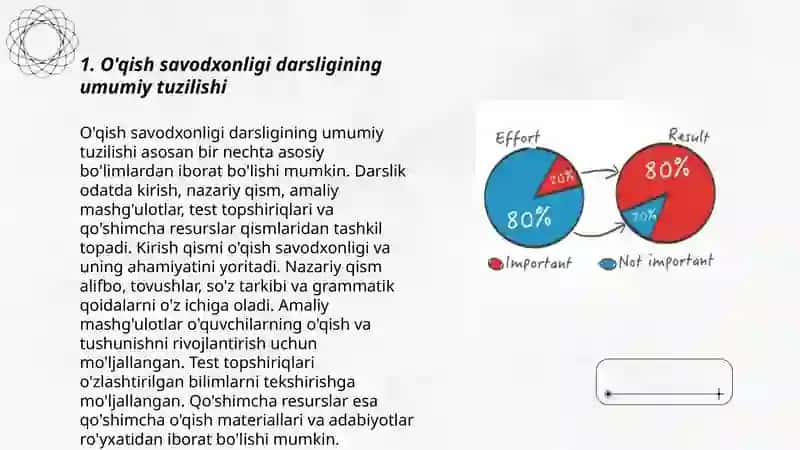 O'qish savodxonligi darsligining umumiy tuzilishi 3