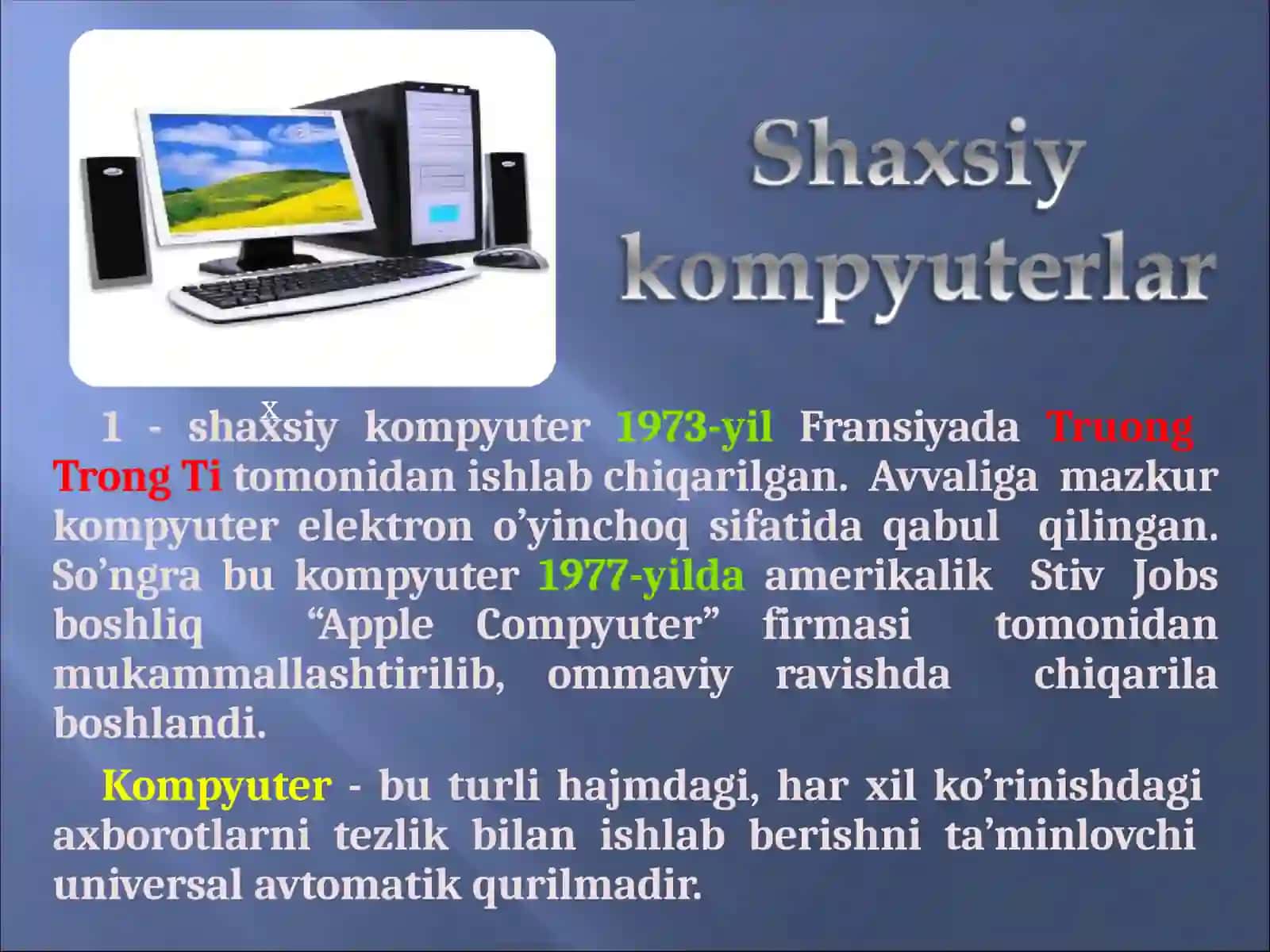 Shaxsiy kompyuterlar tarixidan 3