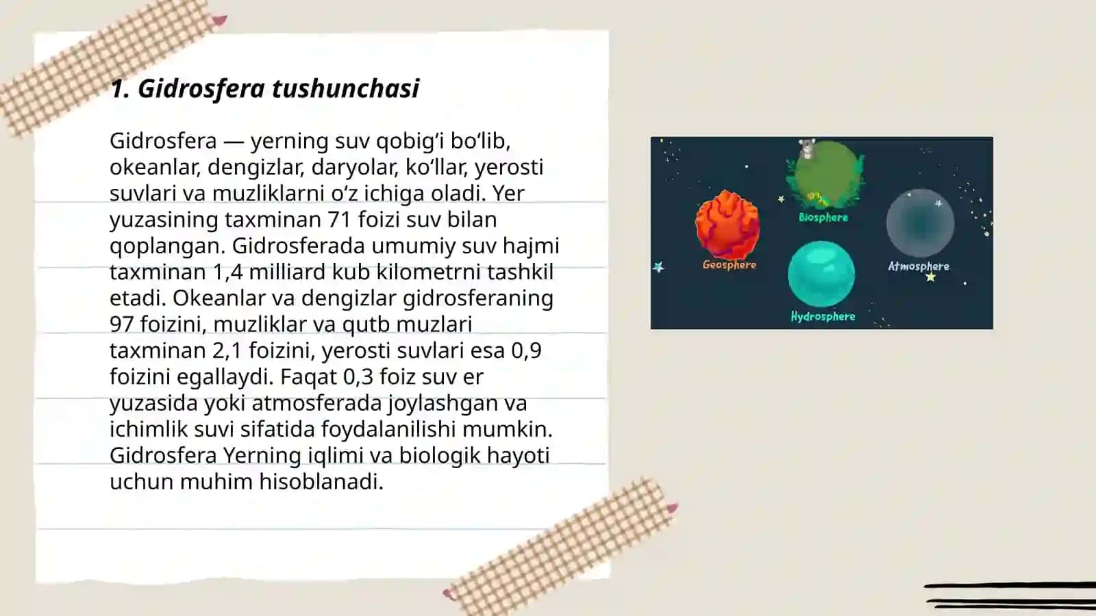 Gidrosfera va uning tarkibiy qismlari 3