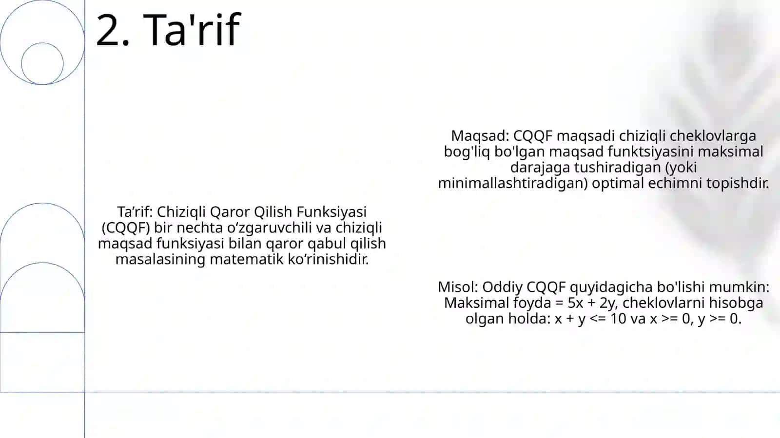 Chiziqli Qaror Qilish Funksiyasi 3