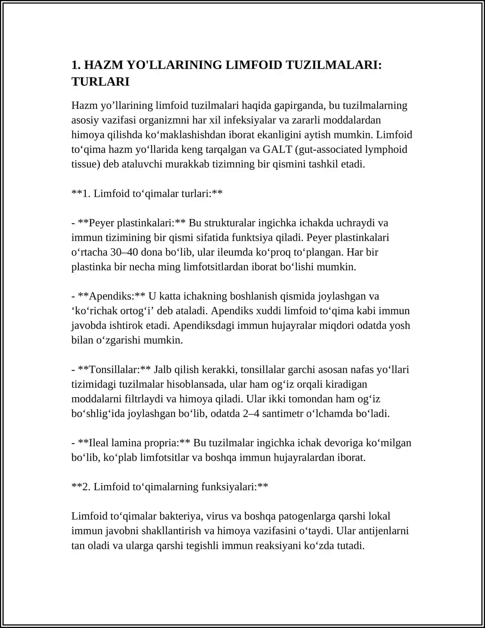 HAZM YO'LLARINING LIMFOID TUZILMALARI 3