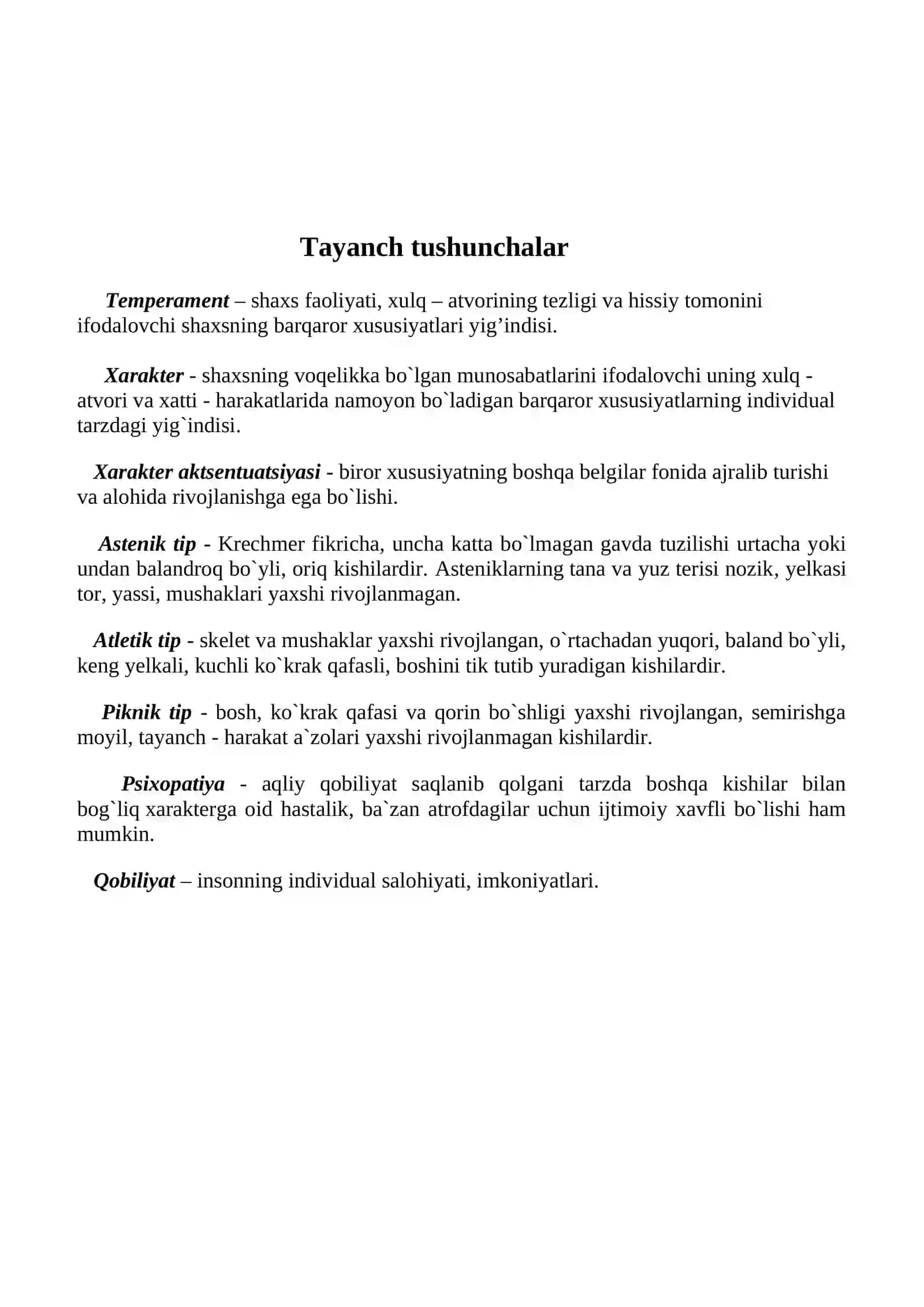 Temperament, Xarakter, Qobiliyat 3