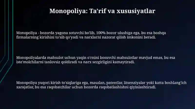 Monopoliya: Ta'rif va xususiyatlar 3