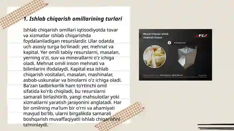 Ishlab chiqarish omillari infratuzilmasi 3