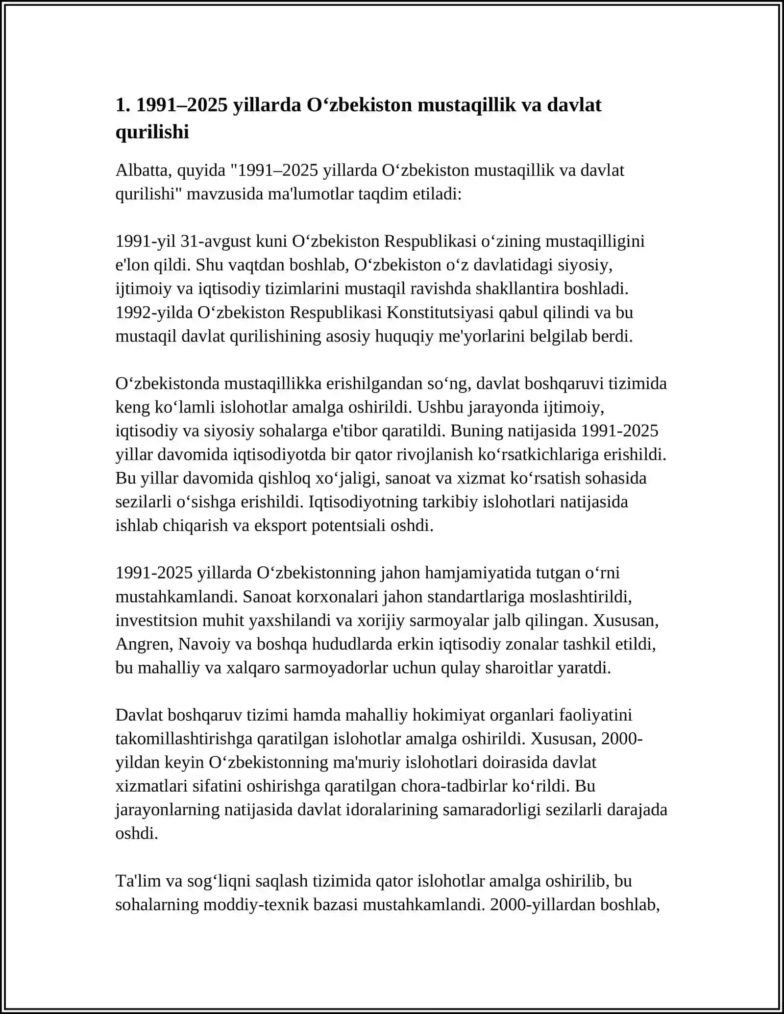 O‘zbekiston va Jahon Davlatlari Taraqqiyoti 3