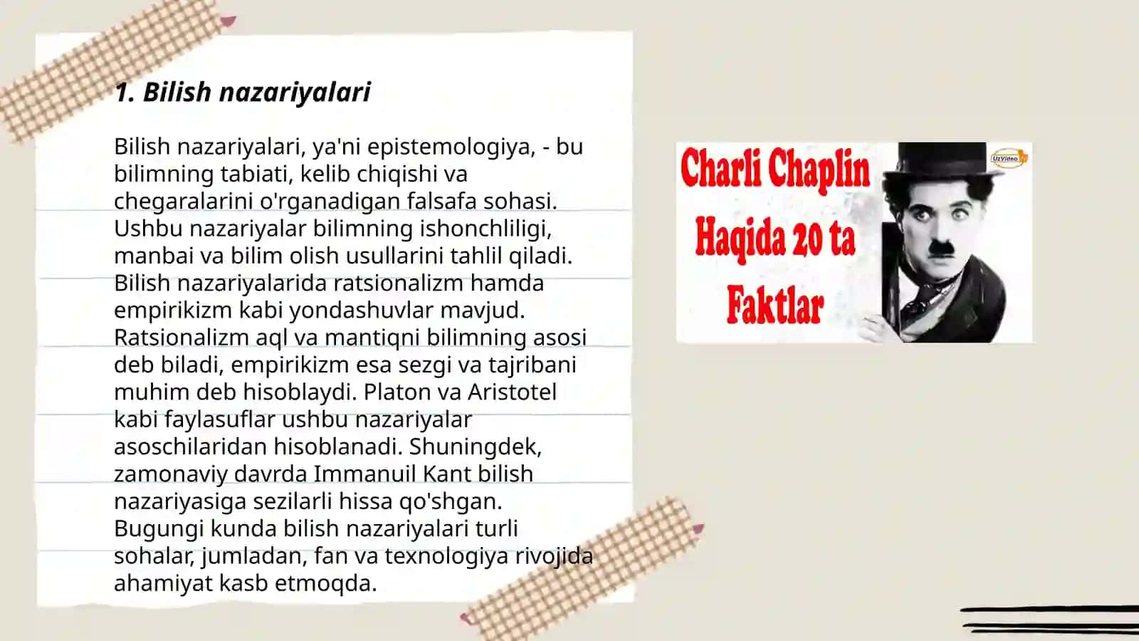Bilish falsafasi-Dunyo haqida òylash 3