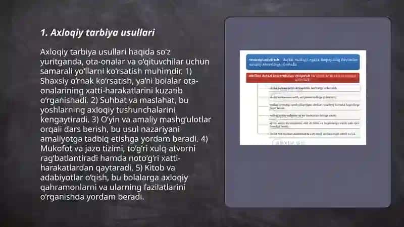 tarbiya jarajonining shakllari va metodlari 3