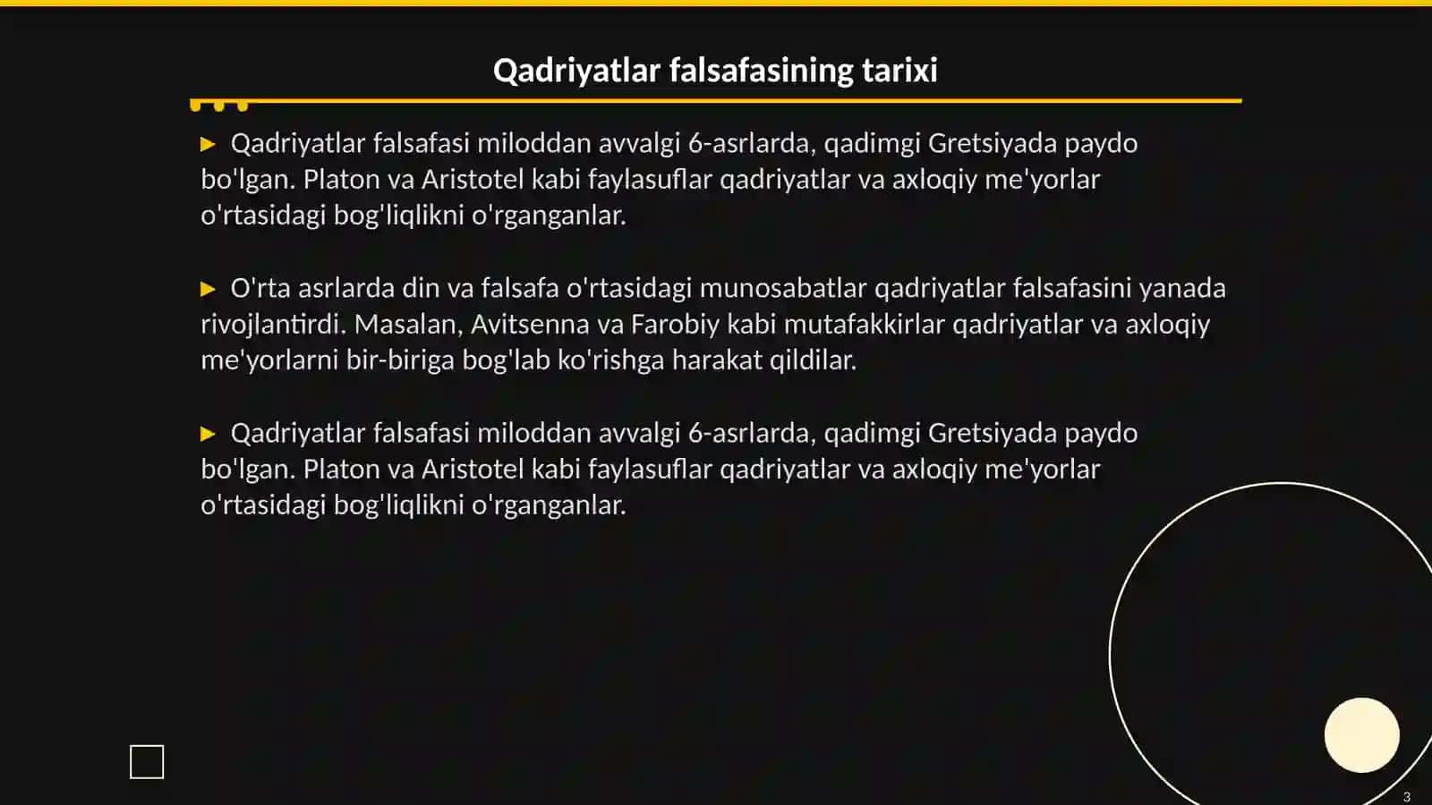 Qadryatlar falsafasi 3