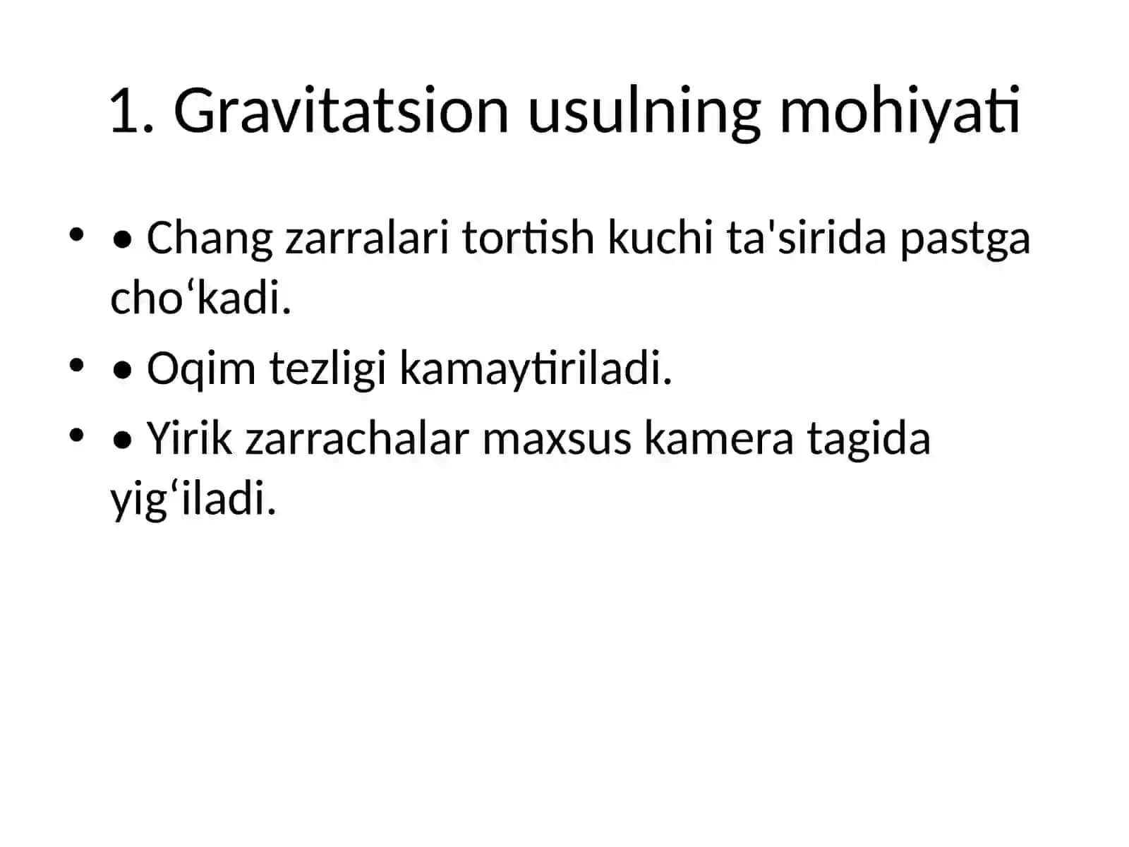 Gravitatsion usul bilan atmosfera havosini tozalash 3