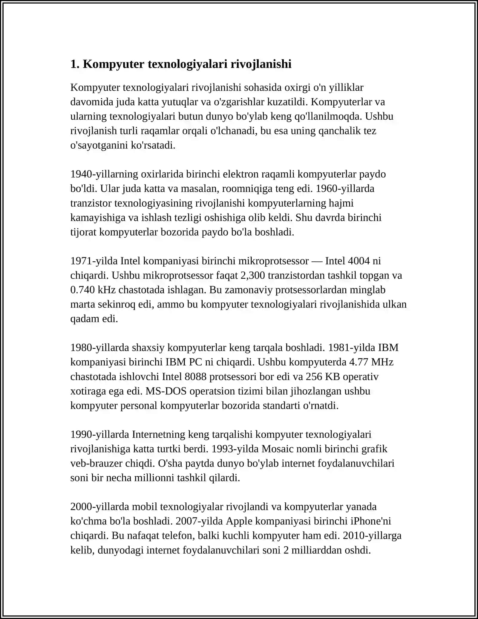 Kompyuter texnologiyalari rivojlanishi 3