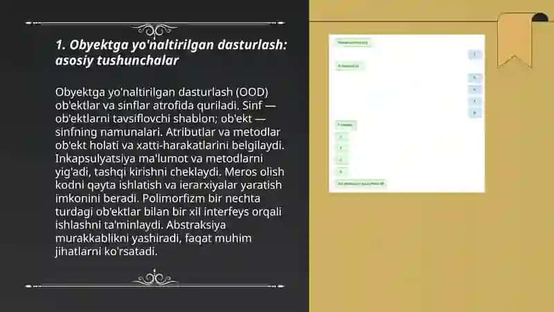 OBYEKTGA YO'NALTIRILGAN DASTURLASH TUSHUNCHASI 3
