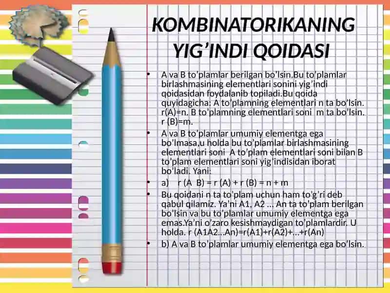 Kombinatorikaning asosiy elementlari 3