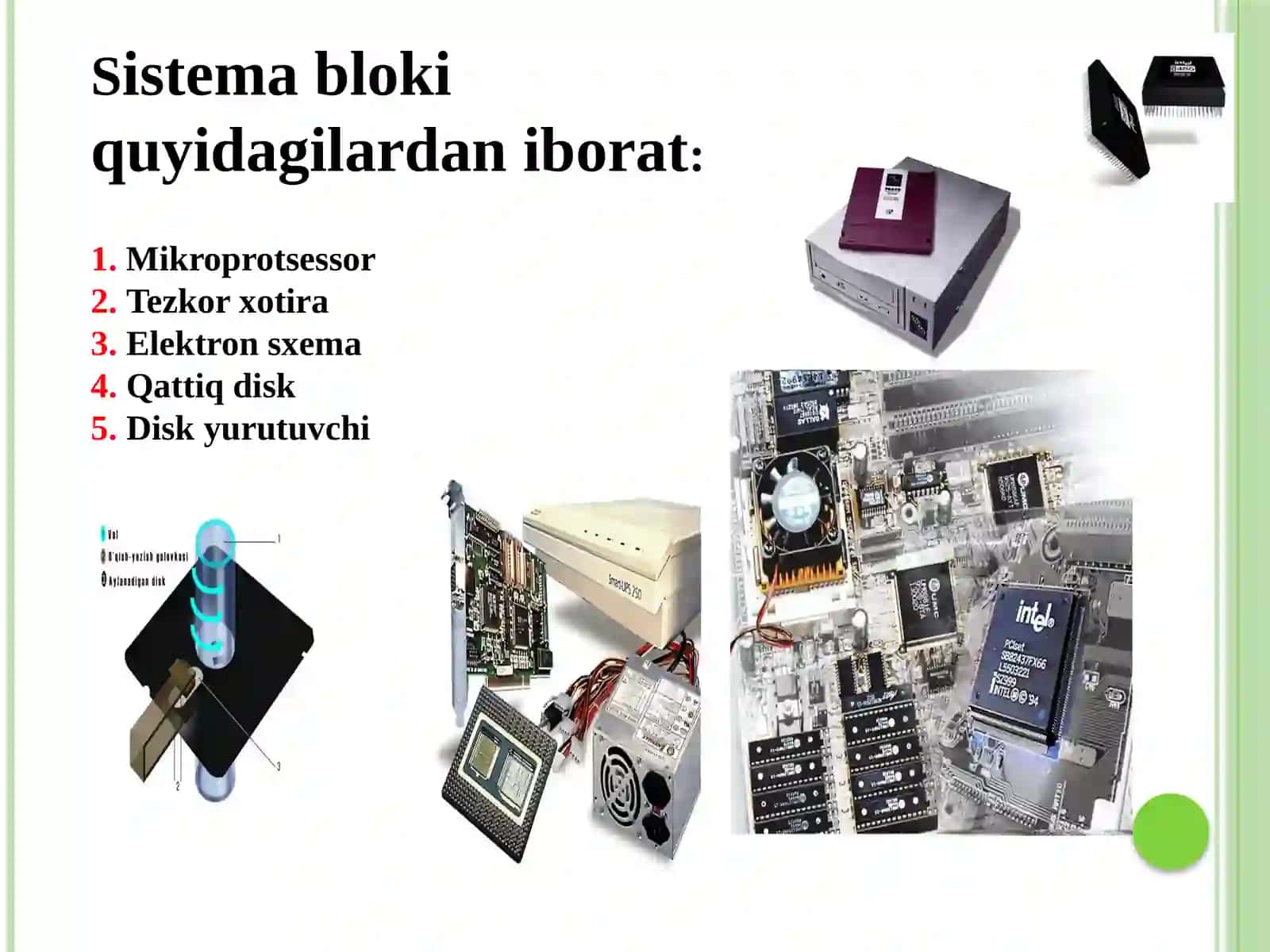 Kompyuterning sistemalar blok va uning tarkibiy qismlari 3