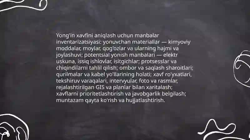 Yong'in xavfini baholash usullari 3