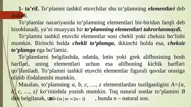 To‘plamlar va ular ustida amallar. To‘plam Buleani. Dekart ko‘paytma Georg Kantor 3