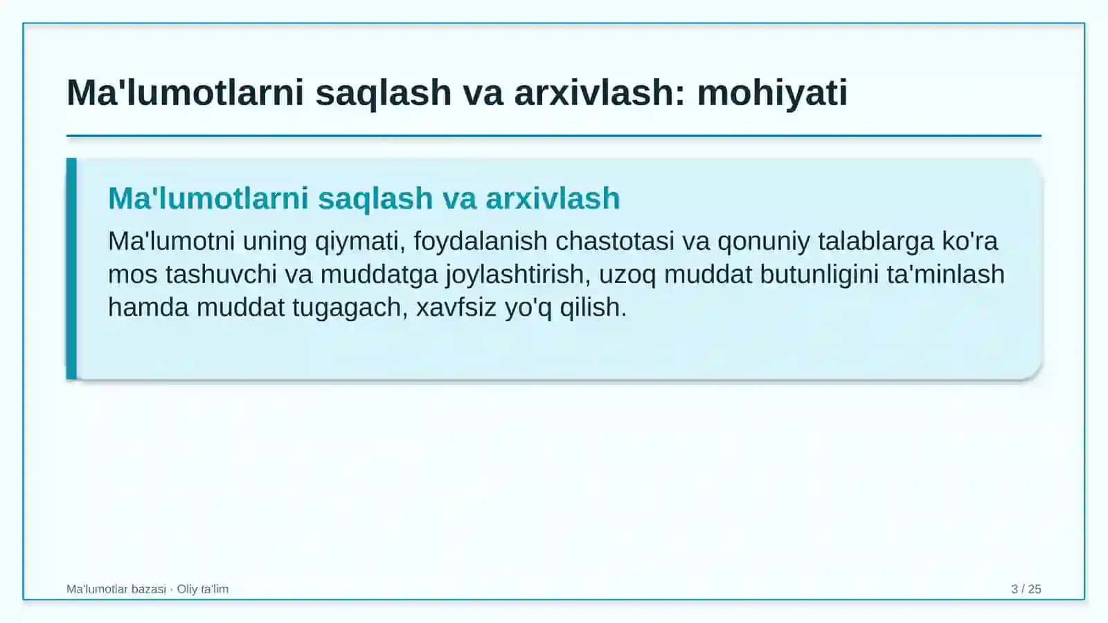 Kiyim-kechak do'konlarida ma'lumotlarni saqlash va arxivlash 3