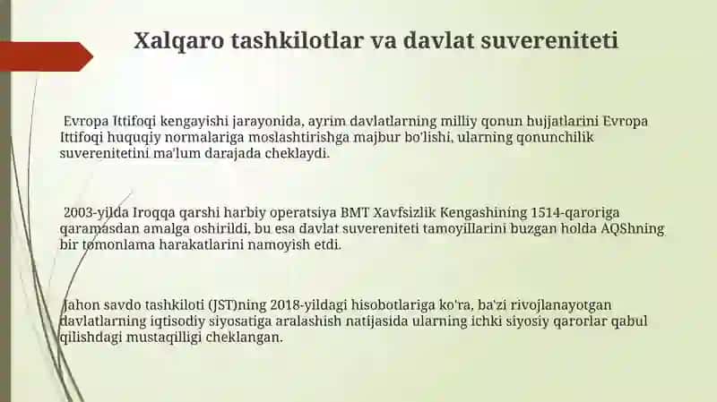 XXI asrda xalqaro tashkilotlarning faoliyati 3