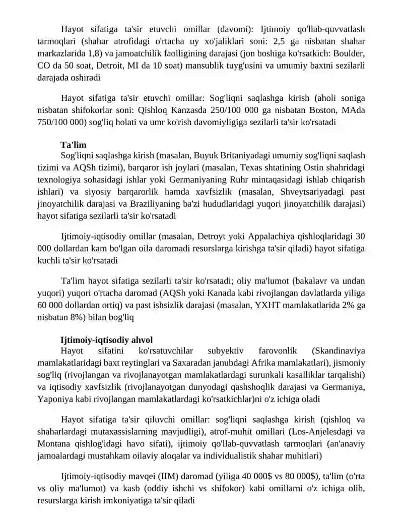 Turmush darajasiga tasir etuvchi omillar 3