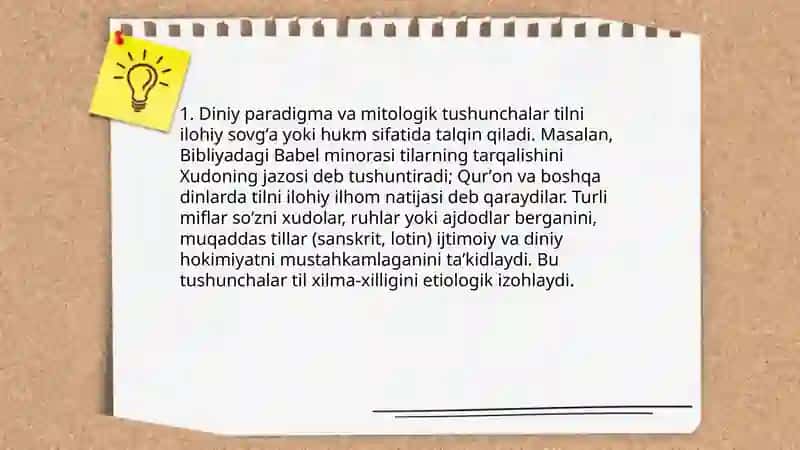 Tilning paydo boʻlish nazariyalari, glottologiya 3