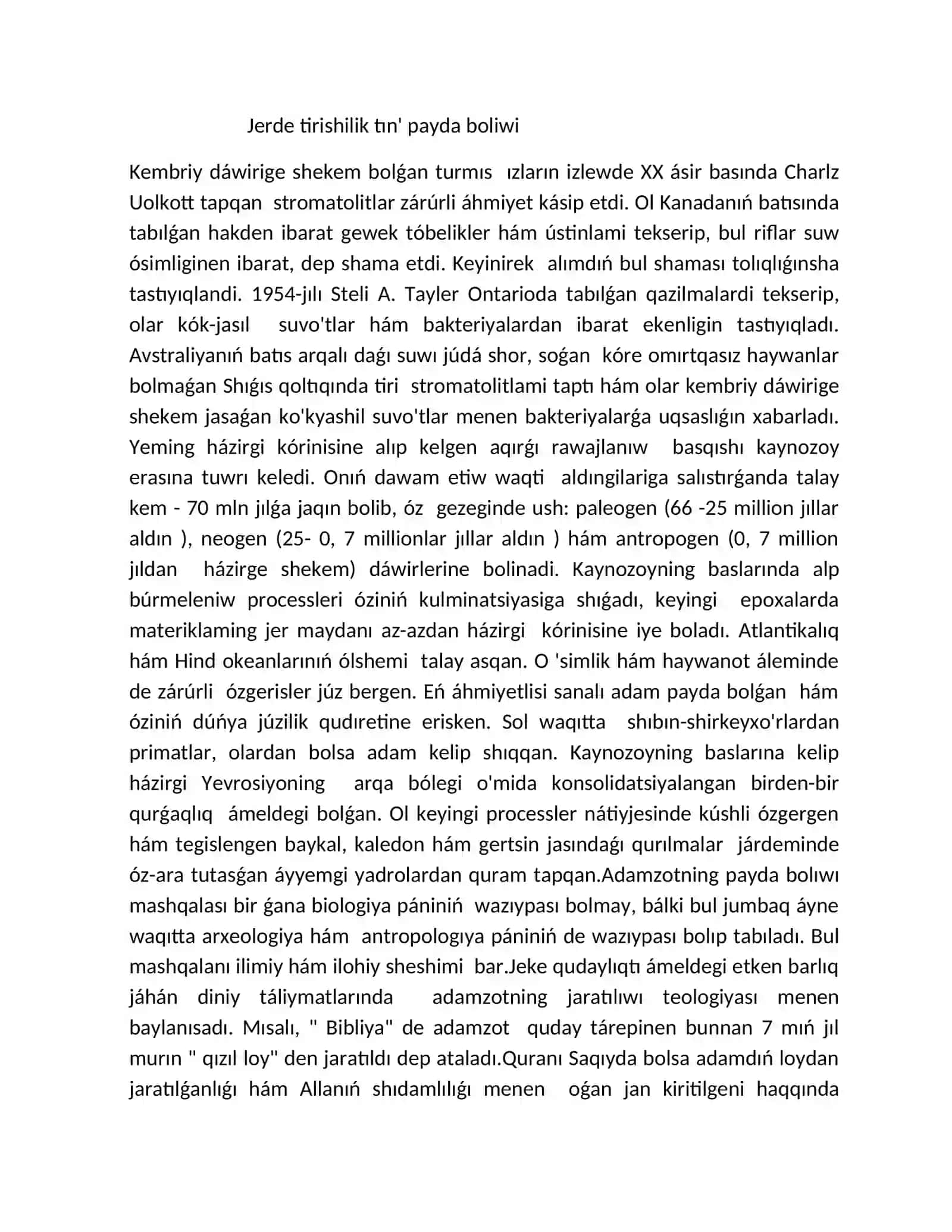 Adamnin' haywanat du'nyasınan ajralıp shıg'ıwı 3