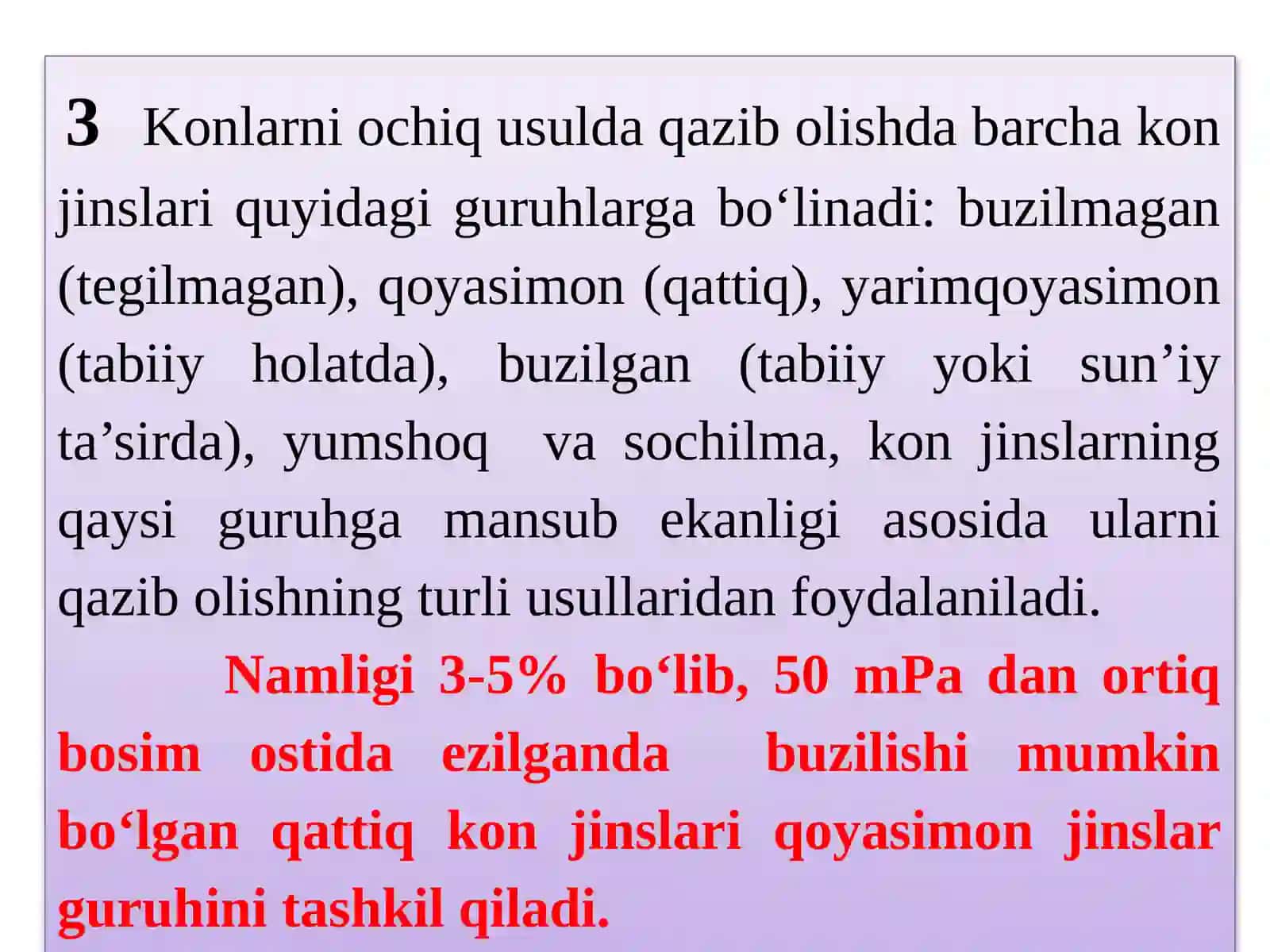 Kon jinslarini qazishgatayyorlashusullari 3