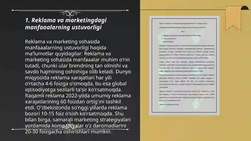 Reklama va marketingdagi manfaaalarning ustuvorligi 3