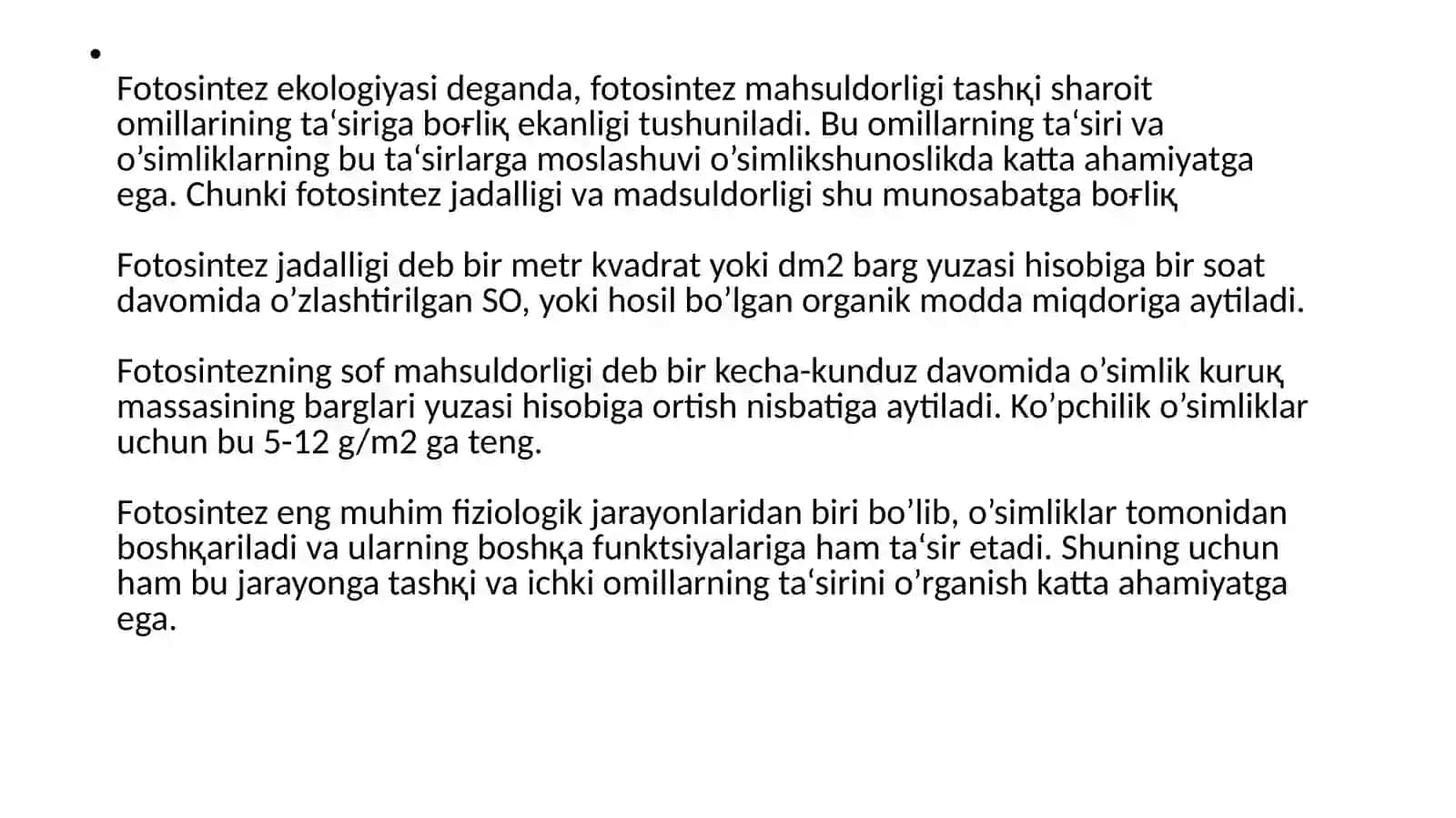 FOTOSINTEZNING SOF MAHSULDORLIGI 3