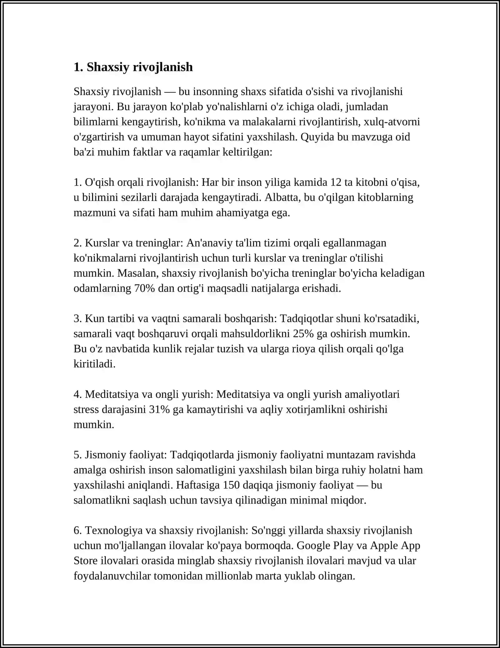 SHAXSIY RIVOJLANISH 3