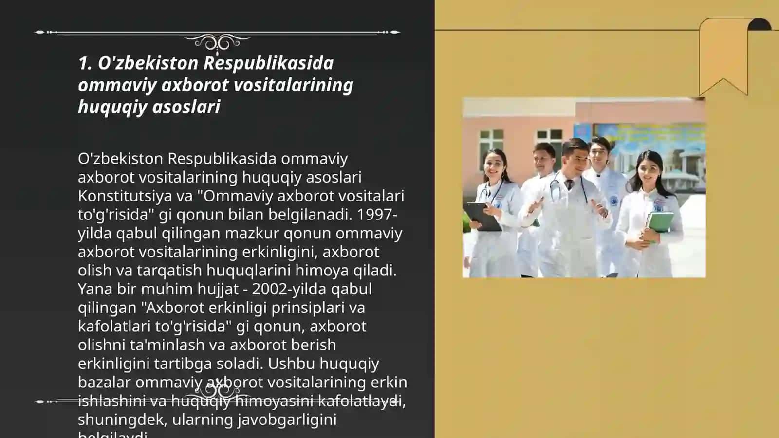O'zbekiston Respublikasida ommaviy axborot vositalarining huquqiy asoslari 3