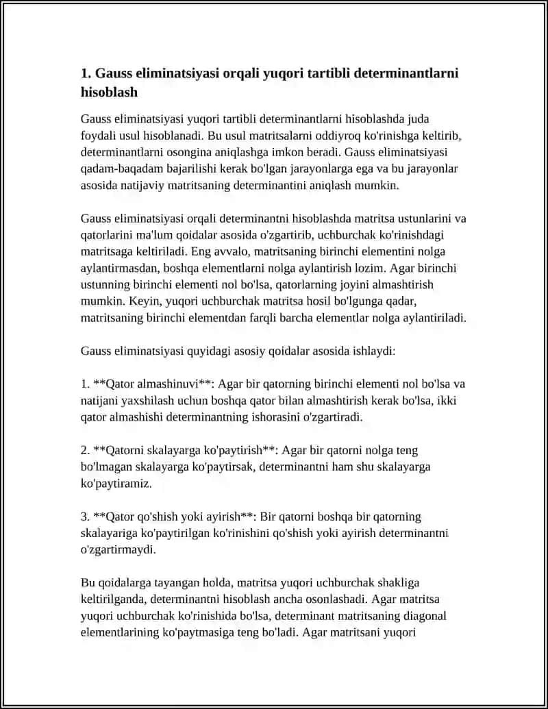 YUQORI TARTIBLI DETERMINANTLARNI HISOBLASH 3