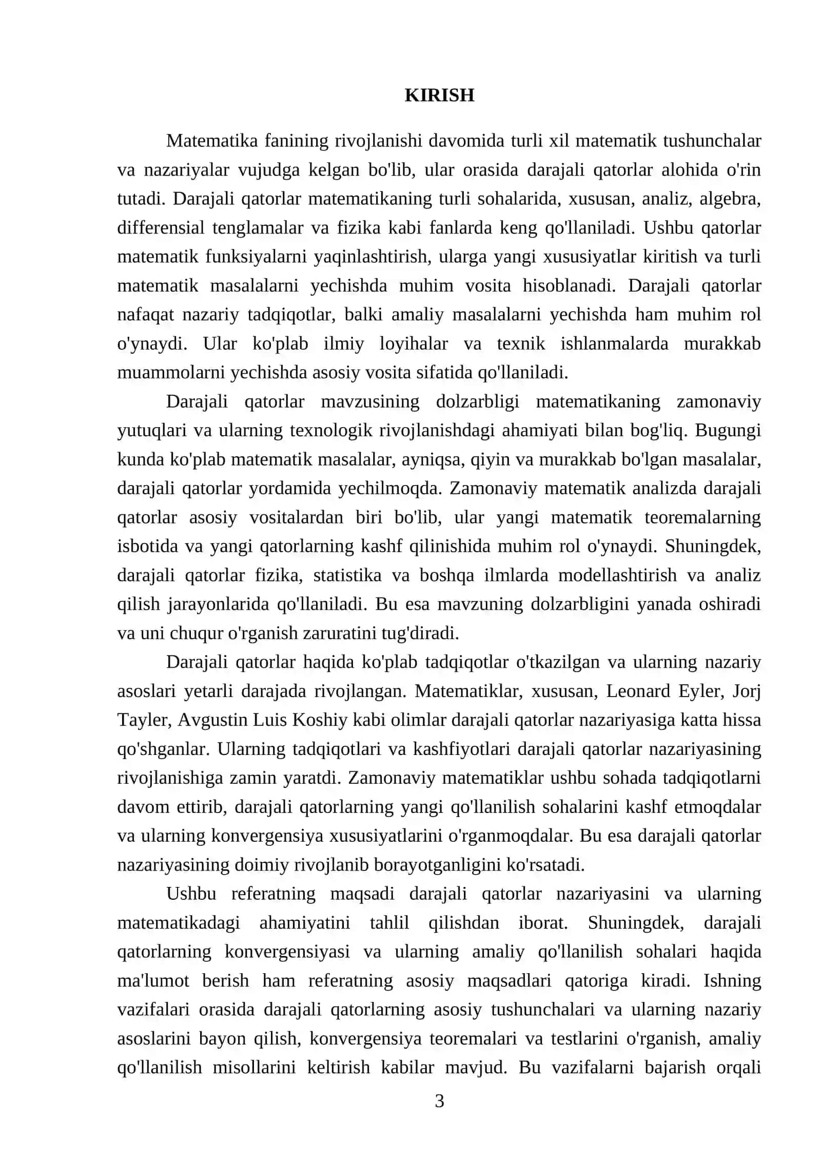 Darajali qatorlar Referati 3