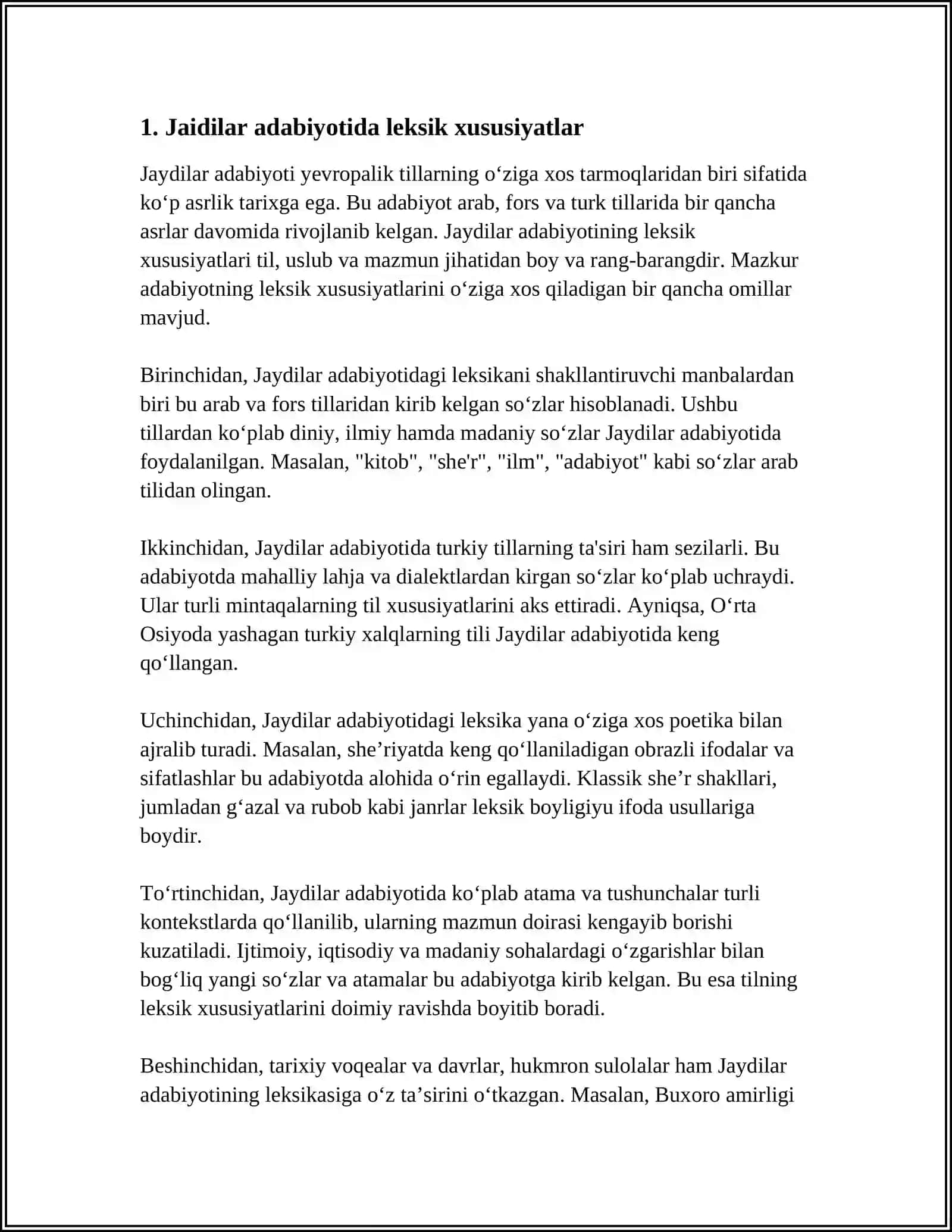 JADIDLAR ADABIYOTI - TIL XUSUSIYATLARI 3