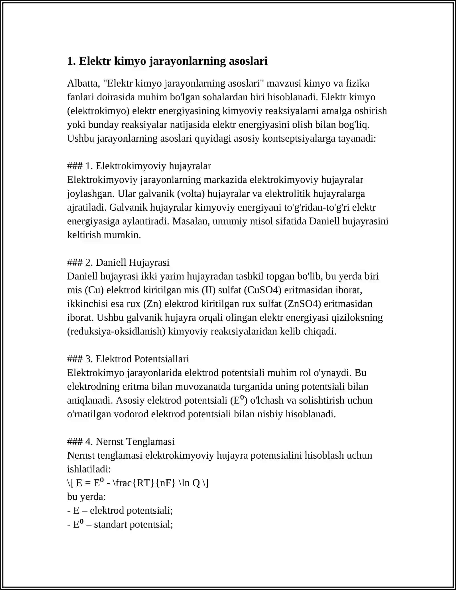 Elektr kimyo jarayonlarning asoslari 3