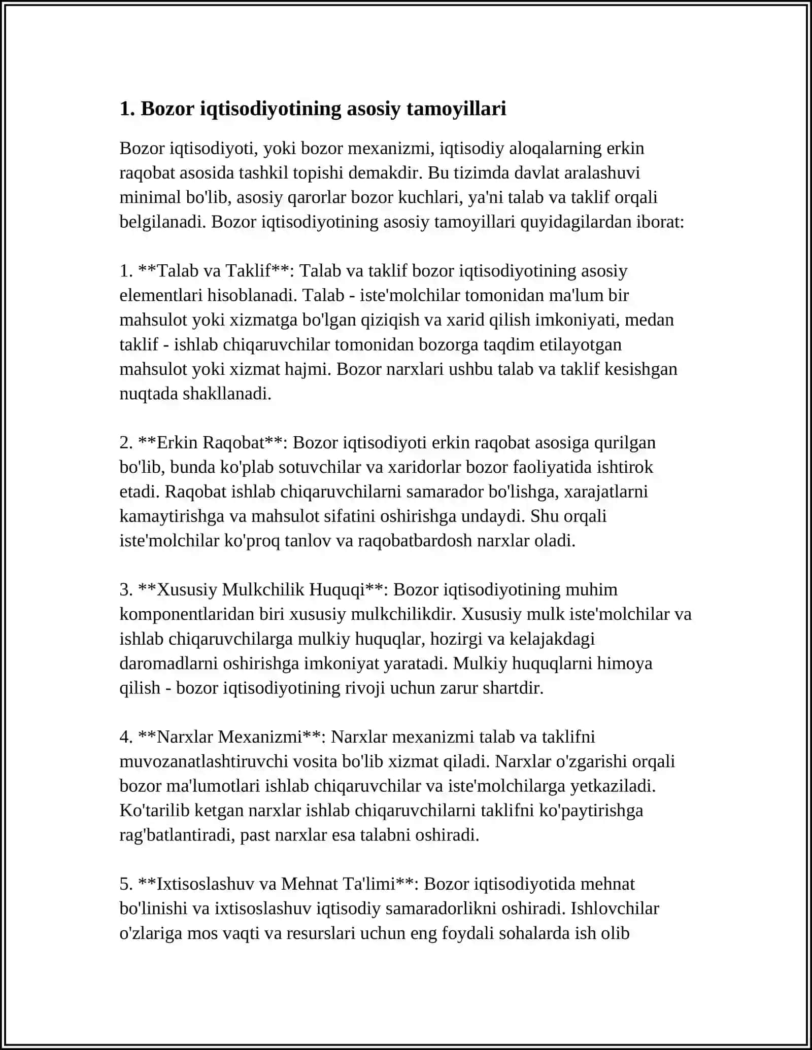 O ZBEKISTONDA BOZOR IQTISODIYOTIGA O`TISHINING YO`LLARI,TAMOYILLARI 3