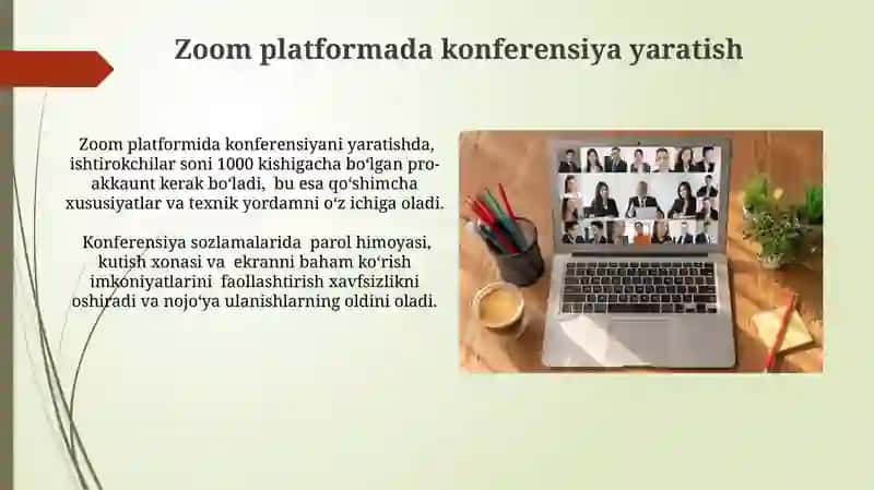 Zoom platformasida konferensiya yaratish va unga 3