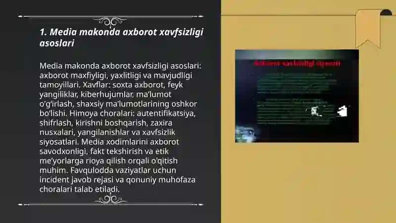 Media makonda axborot xavfsizligi asoslari 3