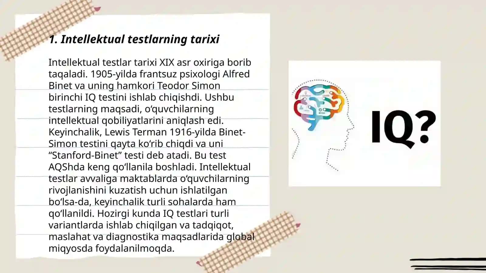 Intellektual testlar: Umumiy tushuncha 3