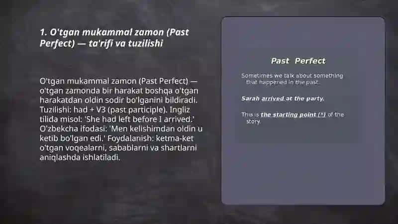 O'tgan mukammal zamon (Past Perfect) 3
