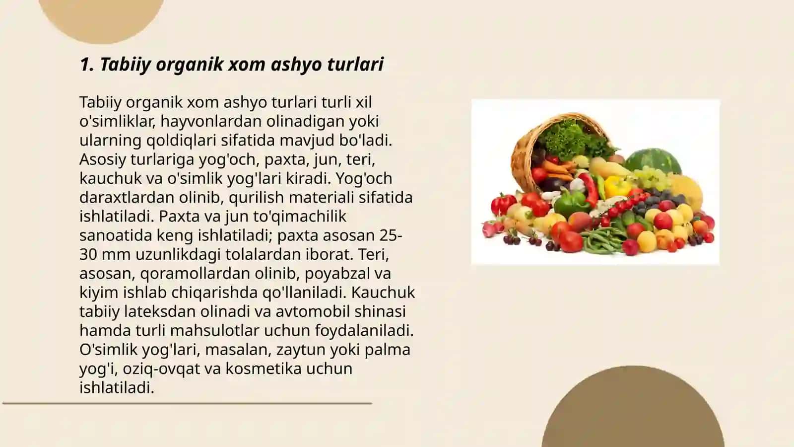 Tabiiy organik xom ashyo turlari 3
