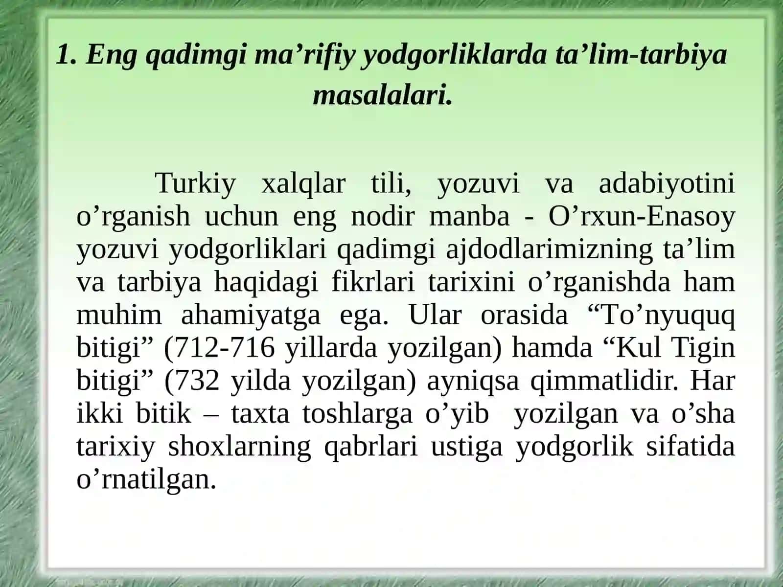 Engqadimgi ma’rifiy yodgorliklarda ta’lim-tarbiyamasalalari 3
