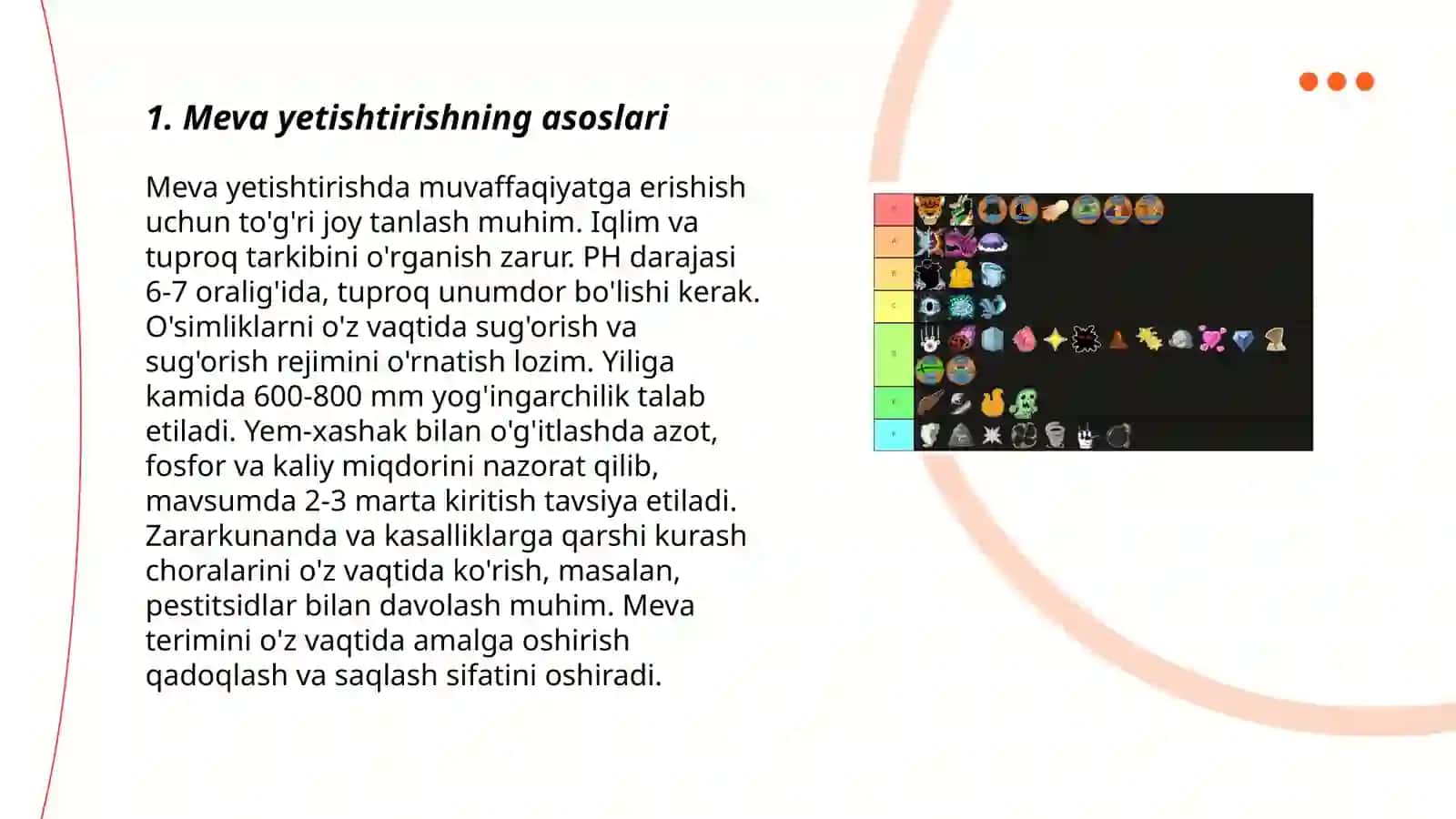 Meva yetishtirish va yeg'ishtirish 3