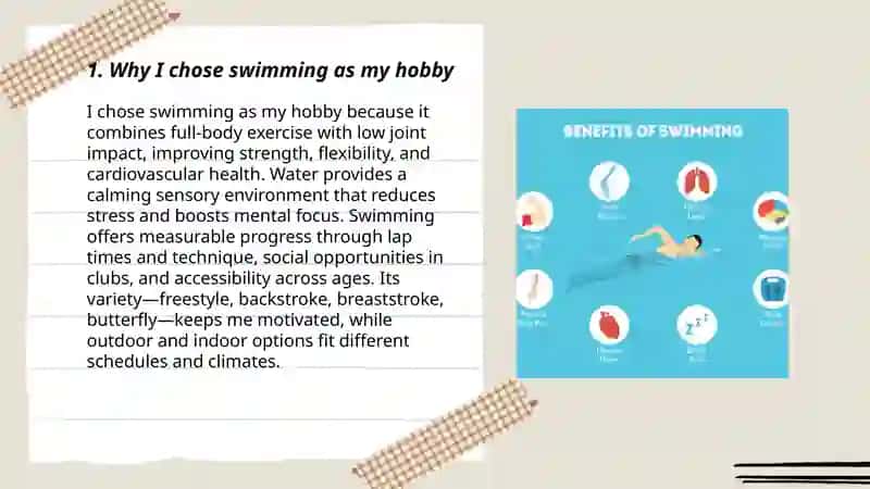 My hobby is swimming 3