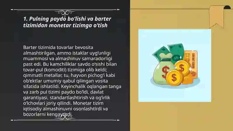 Pul shakllari va turlarining rivojlanish evolutsiyasi 3