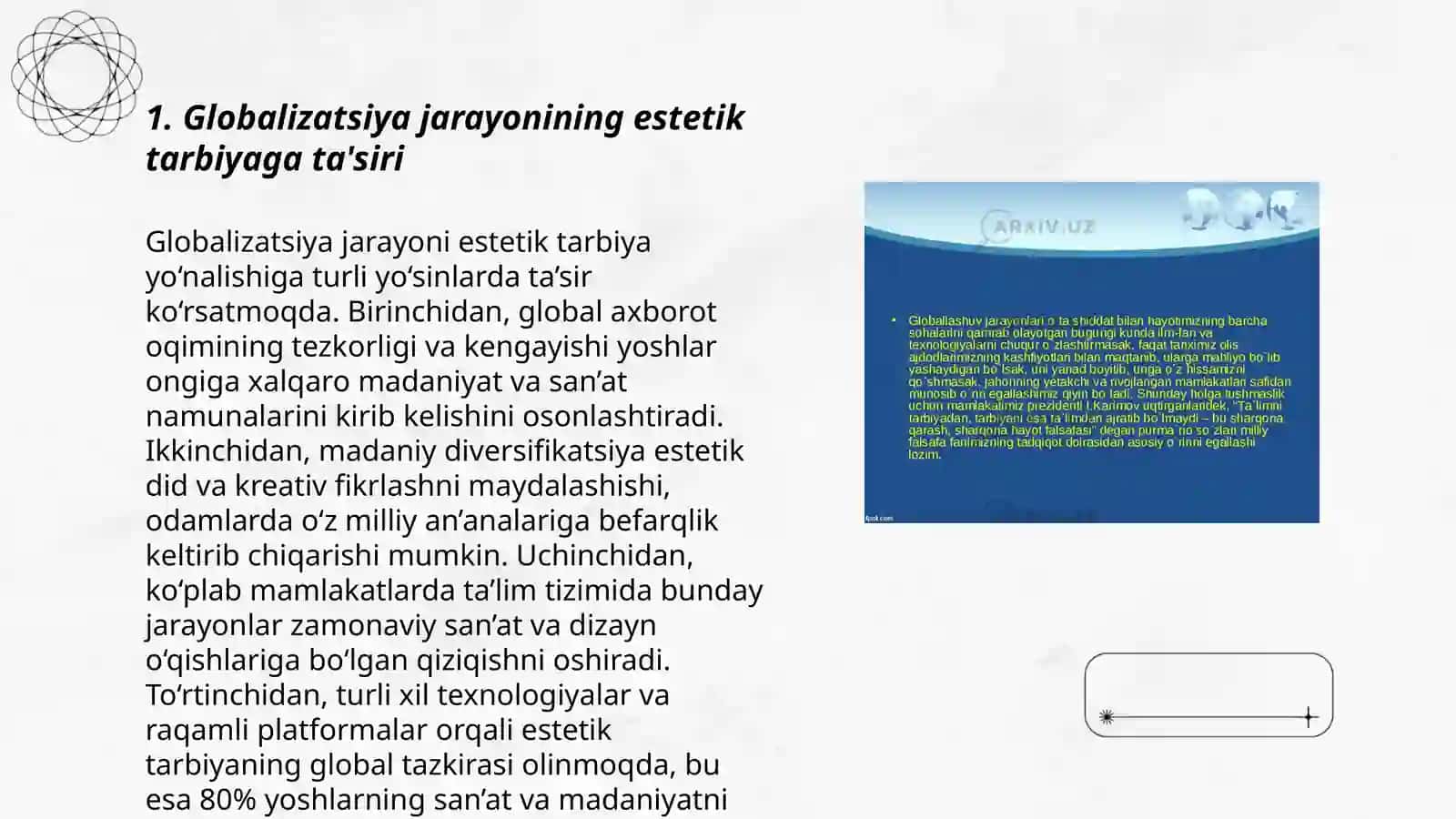 Globallashuv sharoitida estetik tarbiyaga tahdidlar 3