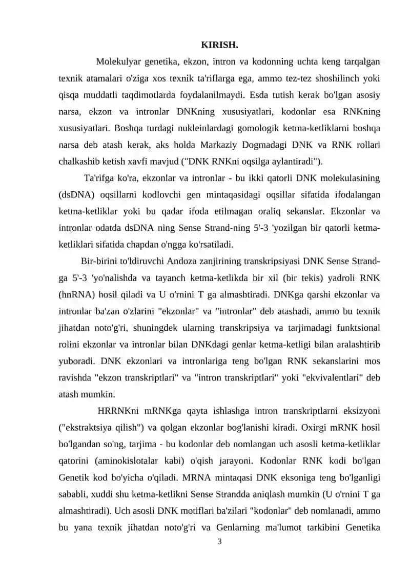 EKZON VA INTRONLAR. GEN KLASTERLARI, PROMOTORLAR 3