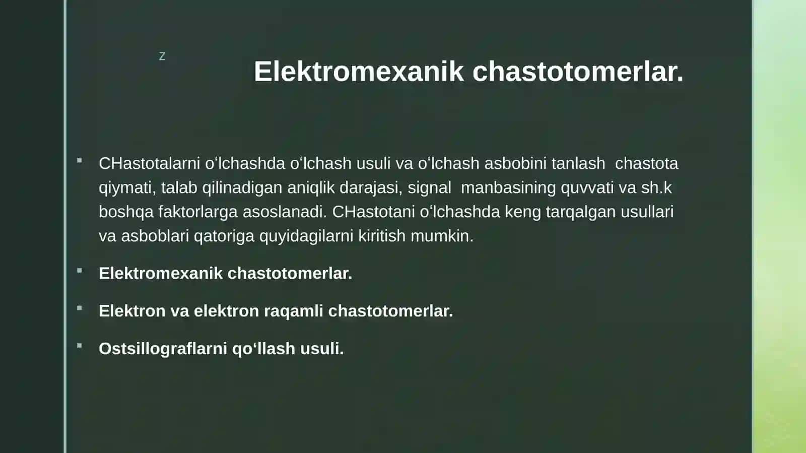 CHASTOTANI O‘LCHASH 3