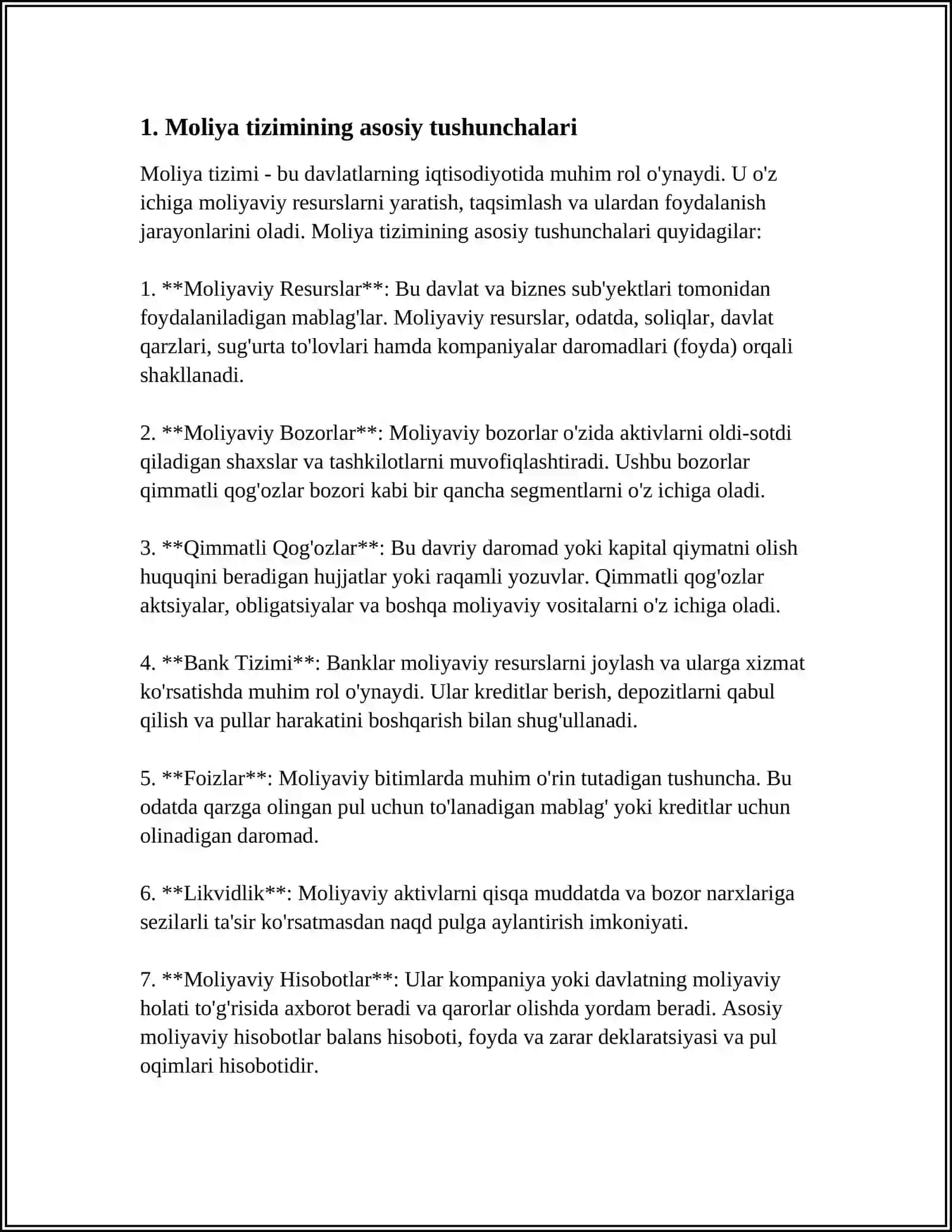 Moliya Tizimi va Moliyaviy Siyosat 3