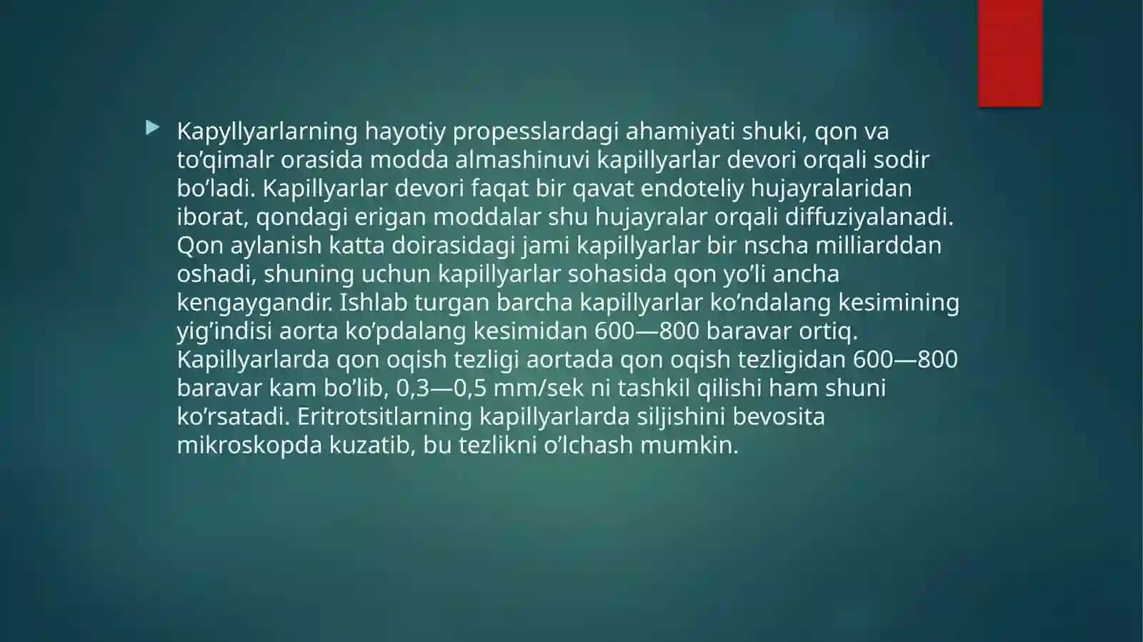 Kapilyarlarda qon aylanish 3